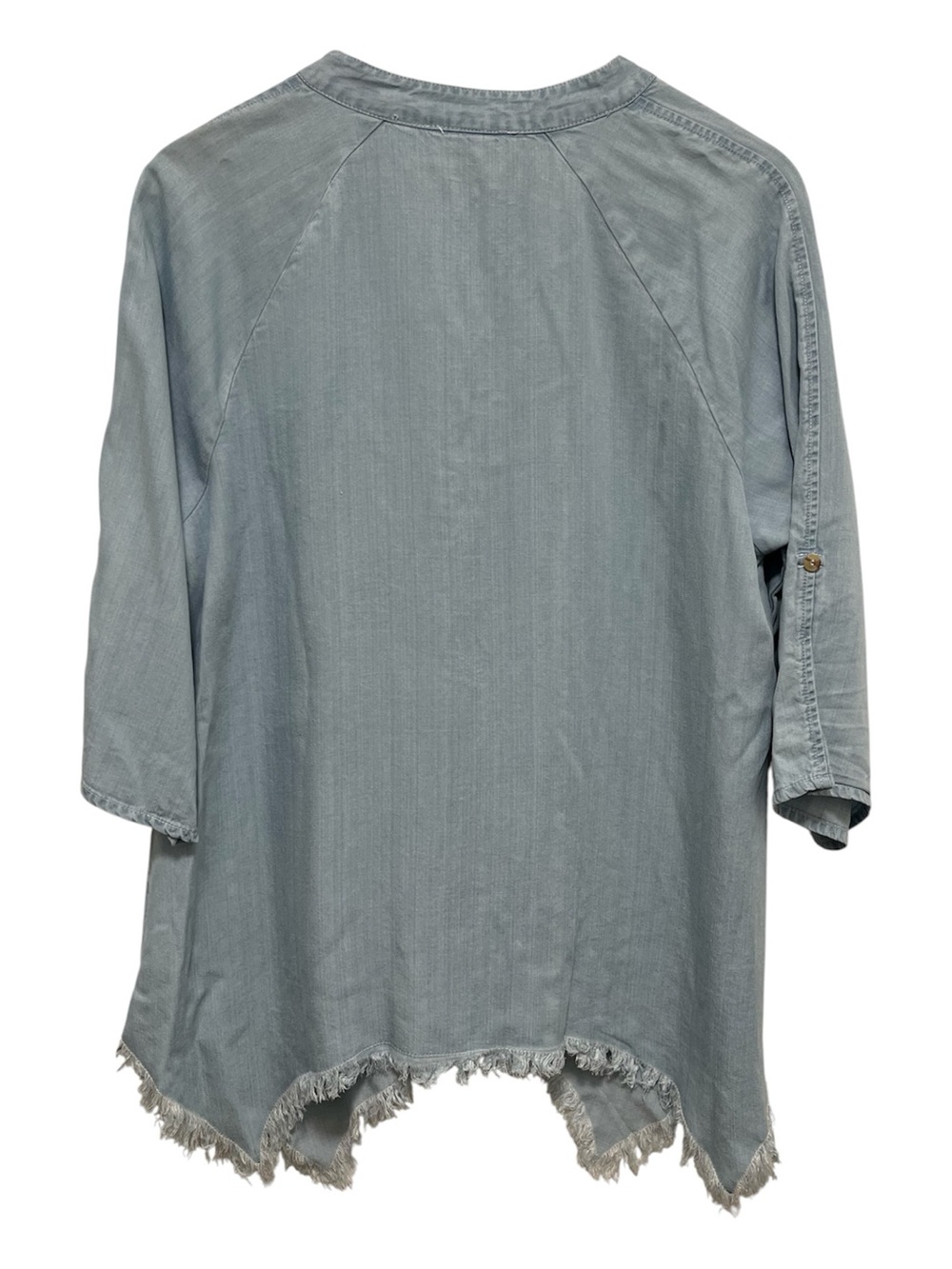 Hester & Orchard Tencel Chambray Asymmetrical Shark Bite Hem Tunic Top Size M - Picture 3 of 9